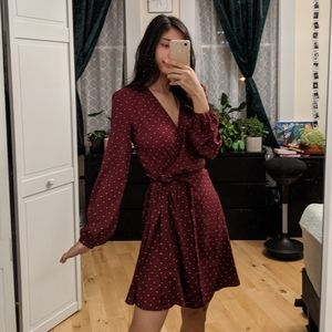 SOLD Loft burgundy star wrap dress size 4